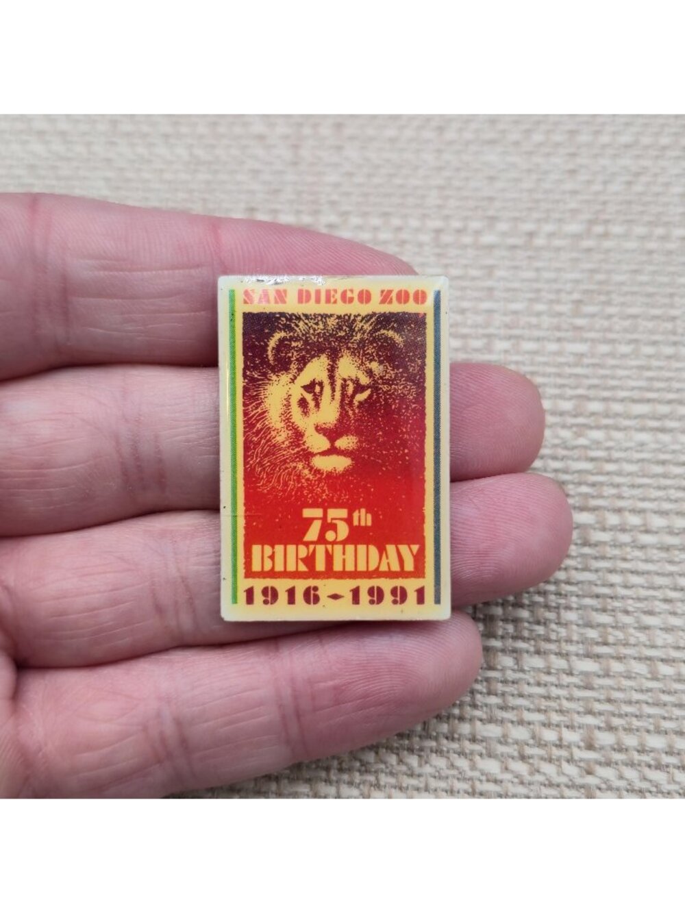 Vintage 1991 San Diego Zoo 75th Birthday Lion Pin A9118
